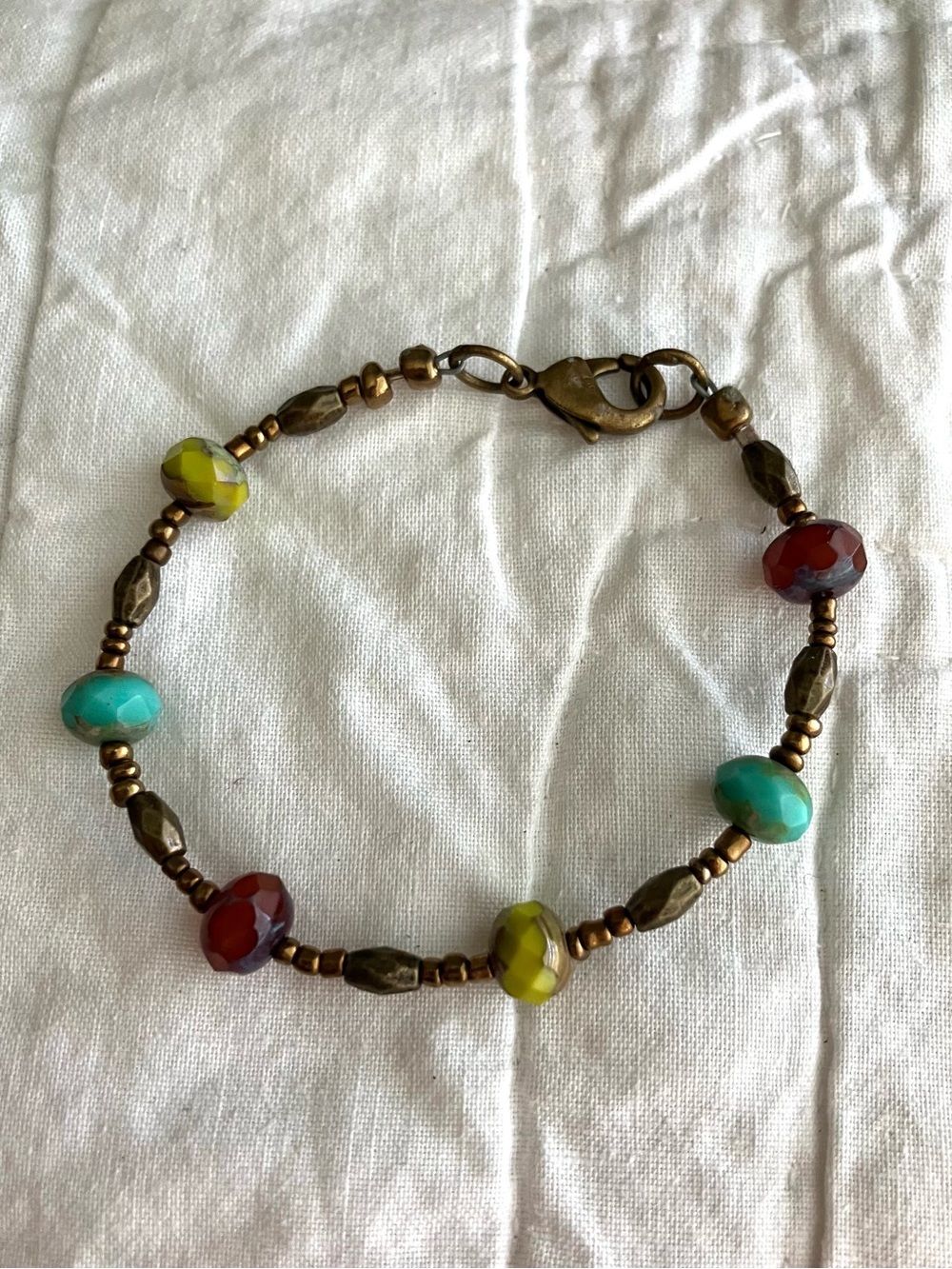 Vintage Y2K Boho Multi-colored glass beads and brass beads